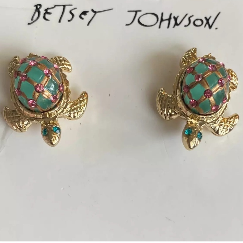 New Betsey Johnson Turtle Stud Earrings - Picture 3 of 16